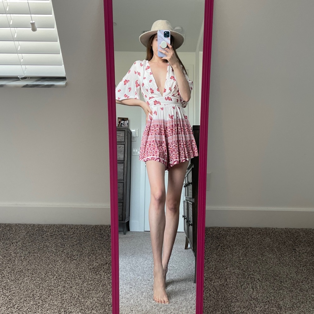 LF Floral Low Cut Romper